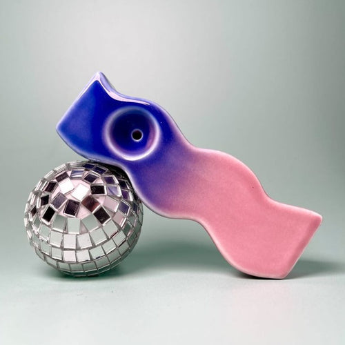 The Wiggle Pipe ~ Ceramic Pipe Smokeware Pink Pipe Girly Smoke Shop